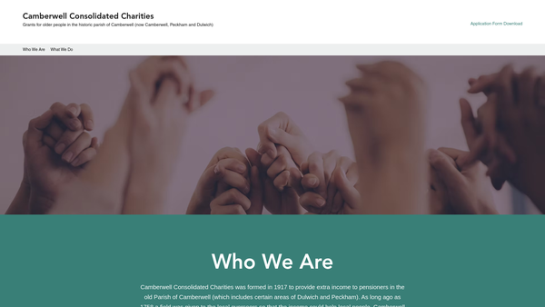 Screenshot of the Camberwell Consolidated Charities website