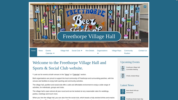 Screenshot of the Freethorpe Village Hall website