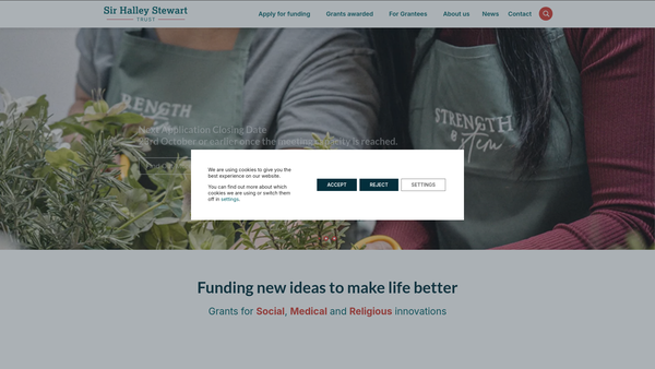 Screenshot of the Sir Halley Stewart Trust website