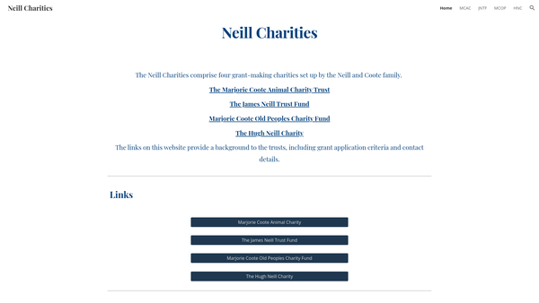 Screenshot of the Marjorie Coote Animal Charity Trust website