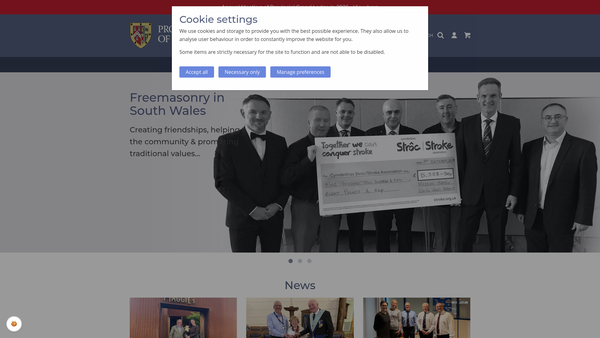 Screenshot of the Masonic Benevolent Fund Of South Wales website