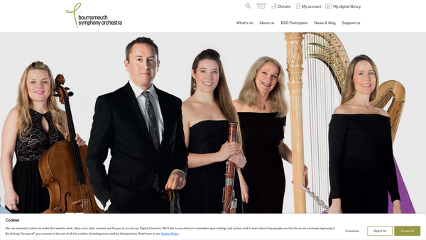 Screenshot of the Bournemouth Symphony Orchestra website