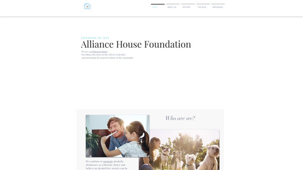 Screenshot of the Alliance House Foundation website