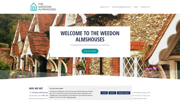 Screenshot of the Weedon's Almshouses website