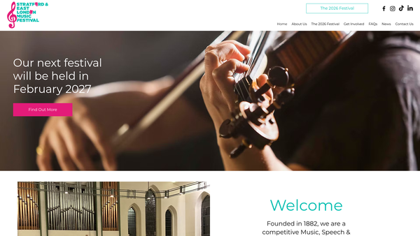 Screenshot of the Stratford And East London Music Festival website