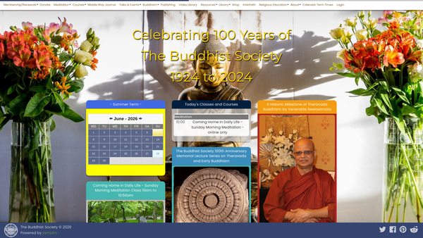 Screenshot of the The Buddhist Society website