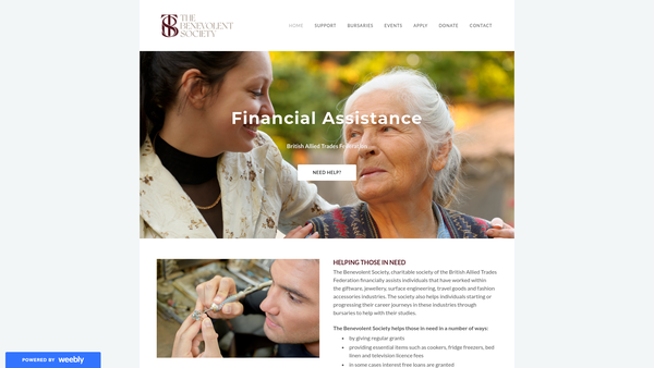Screenshot of the The Benevolent Society website