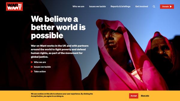 Screenshot of the War On Want website