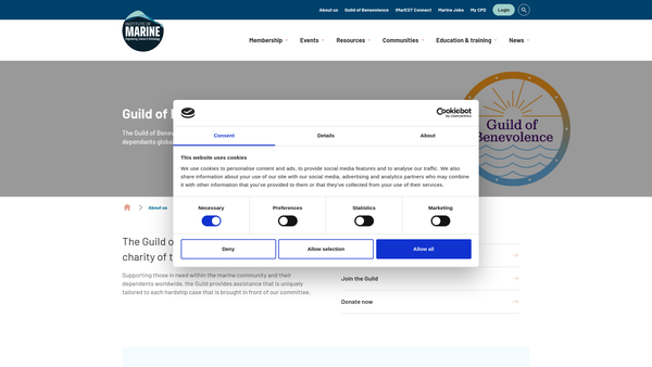 Screenshot of the The Guild Of Benevolence Of The Institute Of Marine Engineering, Science And Technology website