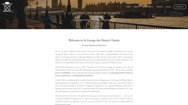 Screenshot of the St George The Martyr Charity website