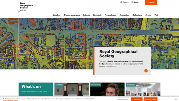 Screenshot of the Royal Geographical Society (With The Institute Of British Geographers) website