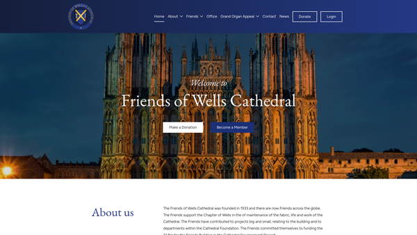 Screenshot of the The Friends Of Wells Cathedral website