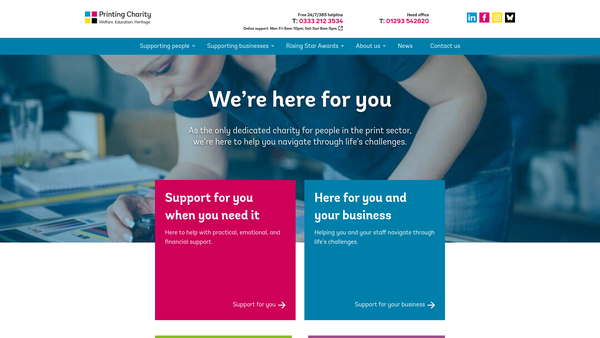 Screenshot of the The Printing Charity website