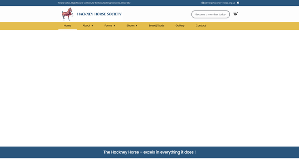 Screenshot of the The Hackney Horse Society website