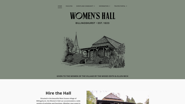 Screenshot of the Billingshurst Women's Hall website