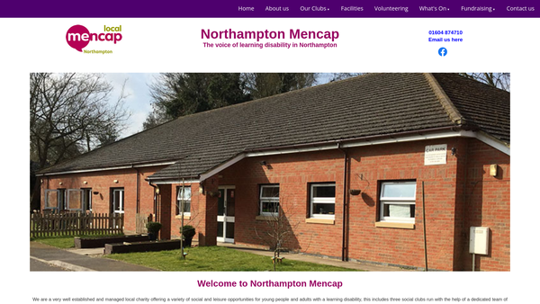 Screenshot of the Northampton Mencap website