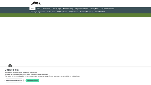 Screenshot of the International Sheep Dog Society website