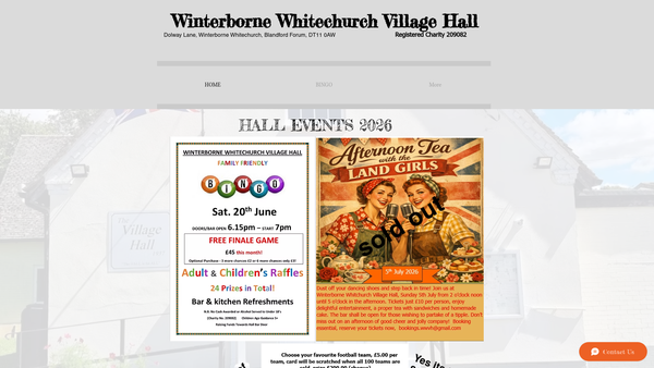 Screenshot of the Village Hall - Winterborne Whitechurch website