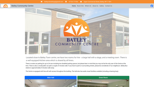 Screenshot of the Batley Community Centre website