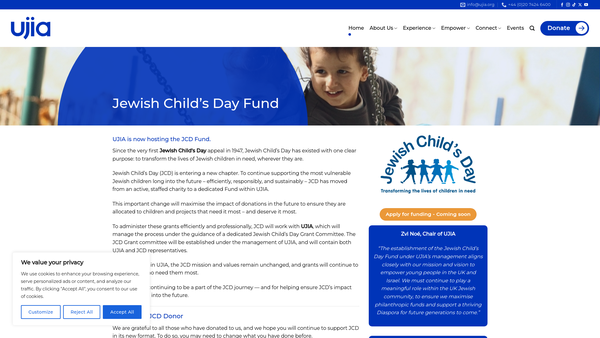 Screenshot of the Jewish Child's Day website