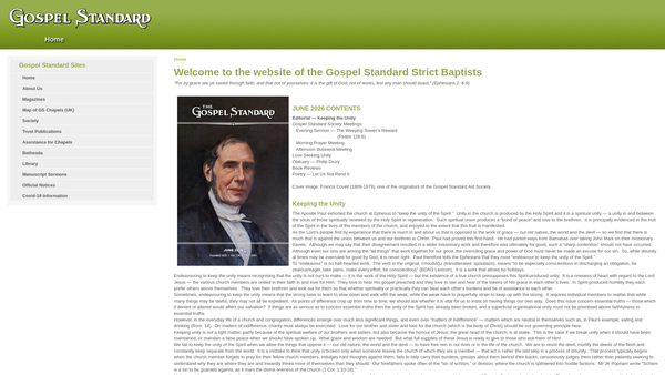 Screenshot of the Gospel Standard Aid And Poor Relief Society website