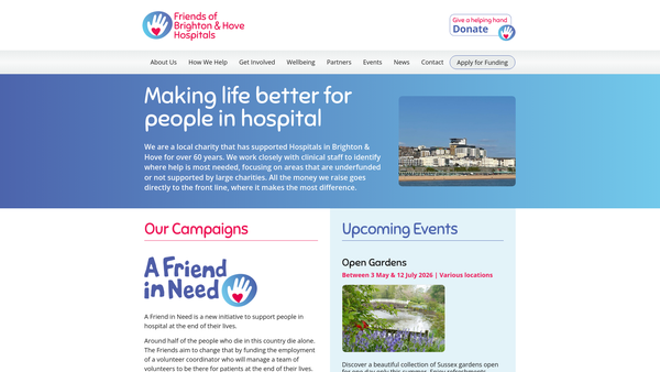 Screenshot of the Friends Of Brighton And Hove Hospitals website