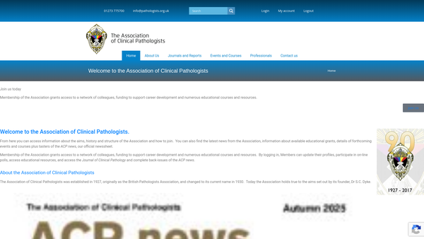 Screenshot of the The Association Of Clinical Pathologists website