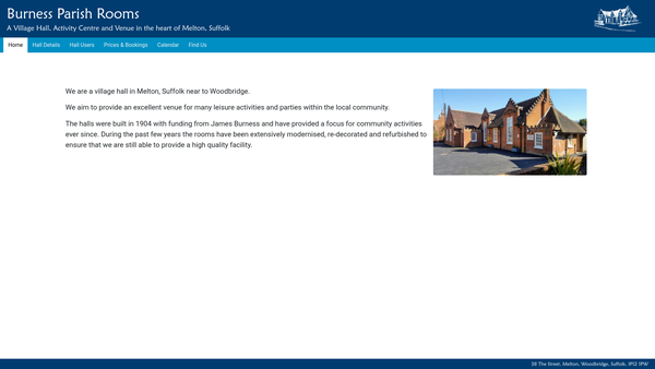 Screenshot of the Burness Parish Room website