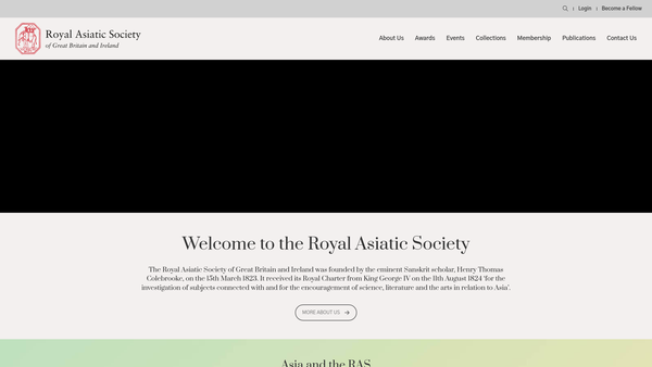 Screenshot of the Royal Asiatic Society Of Great Britain And Ireland website