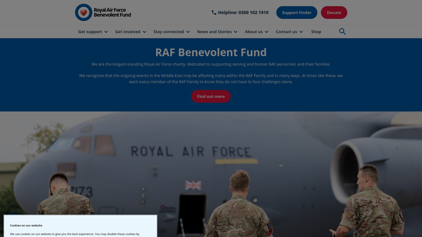 Screenshot of the Royal Observer Corps Benevolent Fund website