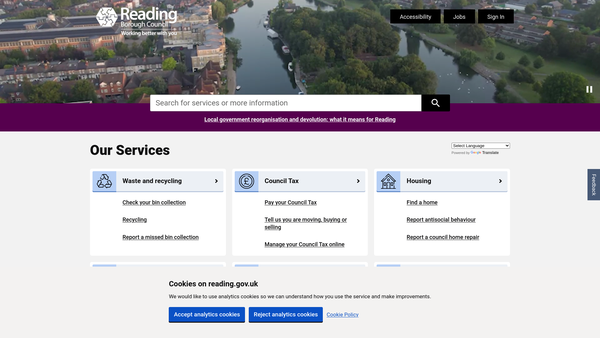Screenshot of the Whitley Wood Allotments website