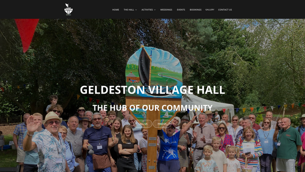 Screenshot of the Geldeston Memorial Hall website