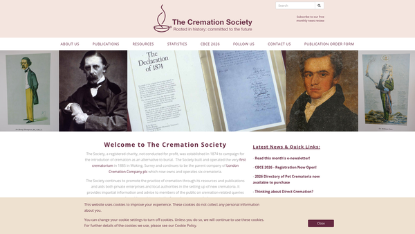 Screenshot of the The Cremation Society Of Great Britain website