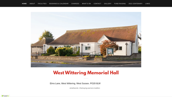 Screenshot of the West Wittering Memorial Hall website