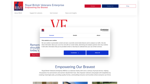 Screenshot of the Royal British Veterans Enterprise Ltd website