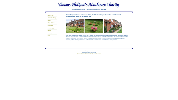 Screenshot of the Thomas Philipot's Almshouse Charity website