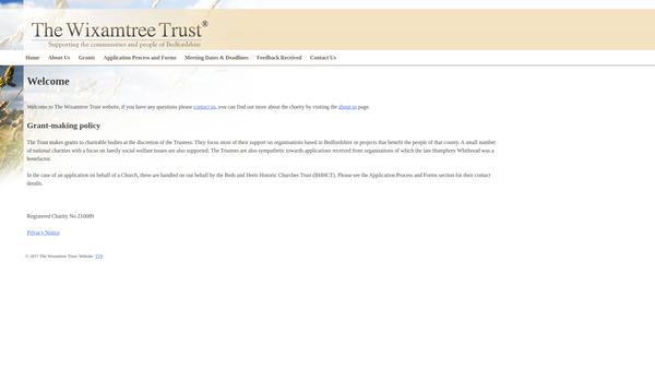 Screenshot of the The Wixamtree Trust website