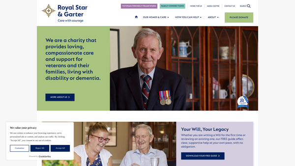 Screenshot of the Royal Star & Garter website