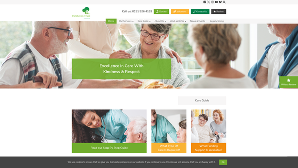 Screenshot of the Parkhaven Trust website