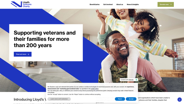 Screenshot of the Lloyd's Patriotic Fund website