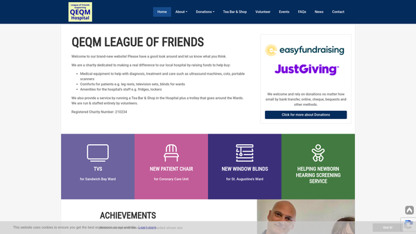 Screenshot of the League Of Friends Of The Queen Elizabeth The Queen Mother Hospital website