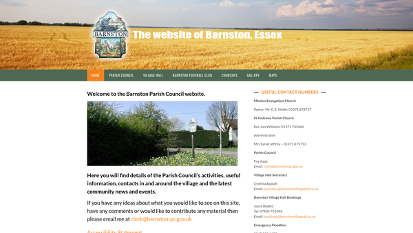 Screenshot of the Barnston United Charities website