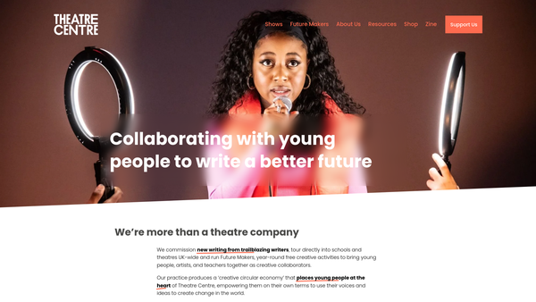 Screenshot of the Theatre Centre Limited website