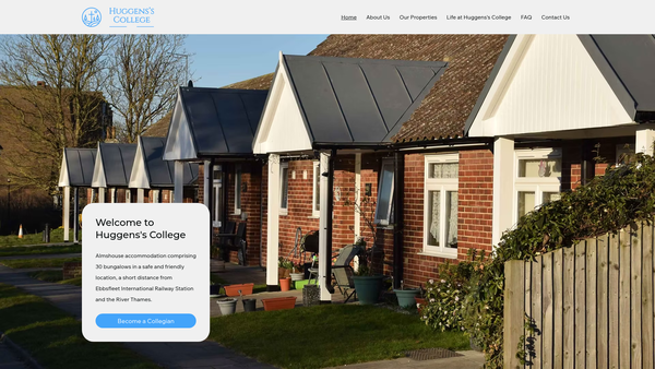 Screenshot of the Huggens's College website
