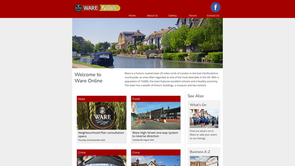 Screenshot of the Age Concern Ware website