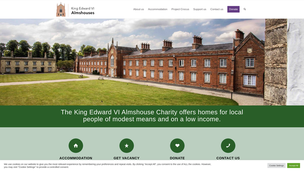Screenshot of the King Edward VI and the Reverend Joseph Prime Almshouse Charity website