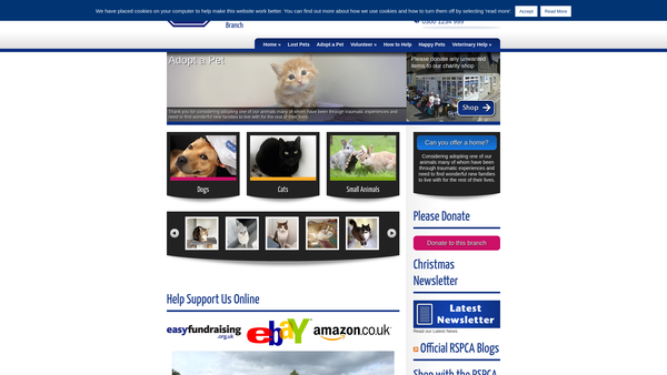 Screenshot of the Royal Society For The Prevention Of Cruelty To Animals Tunbridge Wells And Maidstone Branch website