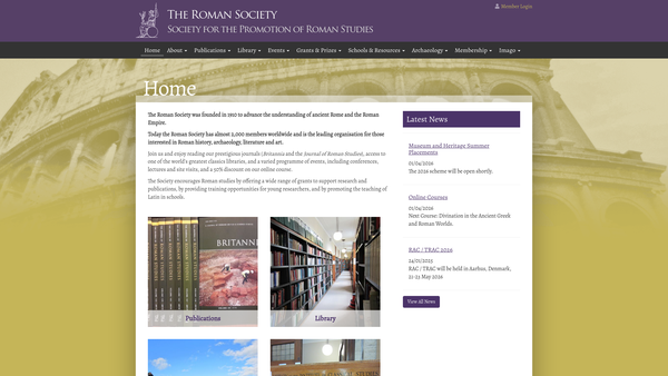 Screenshot of the Society For The Promotion Of Roman Studies website