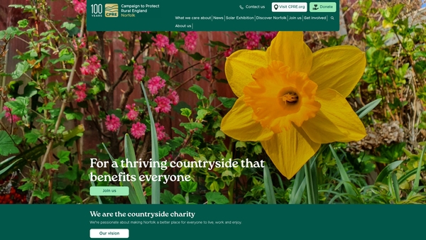 Screenshot of the CPRE Norfolk website