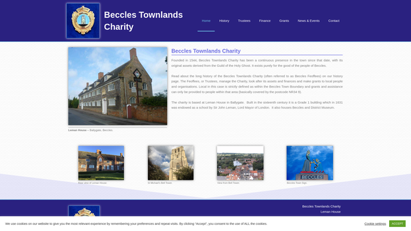 Screenshot of the The Town Lands website